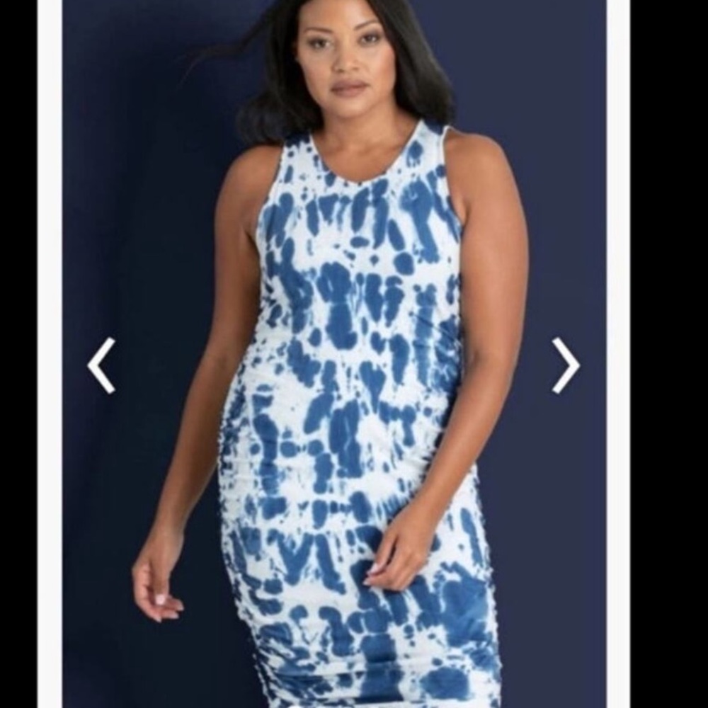 Peach Yumi Tye Dye Dress Active Tie Dye Blue White Beach P1272TX
